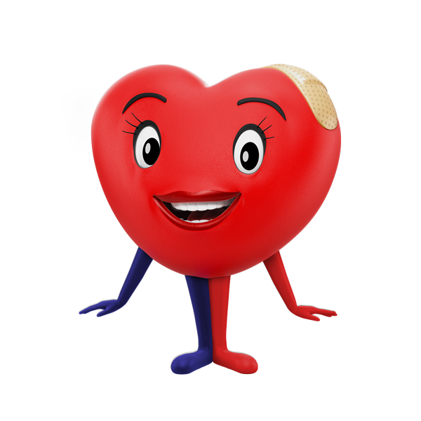 Illustration of female cartoon heart standing